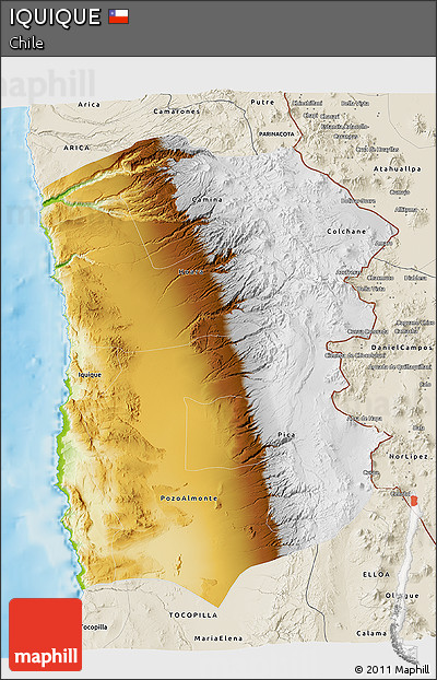 Physical 3D Map of IQUIQUE, shaded relief outside
