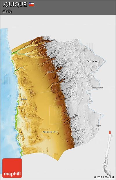 Physical 3D Map of IQUIQUE, single color outside