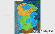 Political 3D Map of IQUIQUE, darken