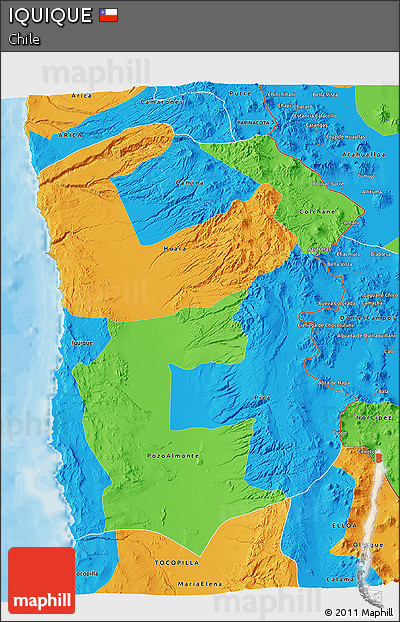 Political 3D Map of IQUIQUE
