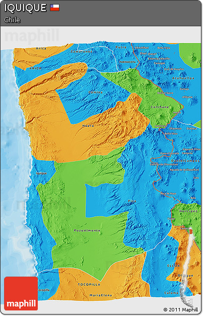 Political 3D Map of IQUIQUE