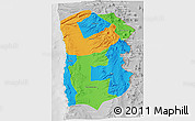 Political 3D Map of IQUIQUE, lighten, desaturated