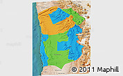 Political 3D Map of IQUIQUE, satellite outside