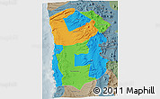 Political 3D Map of IQUIQUE, semi-desaturated