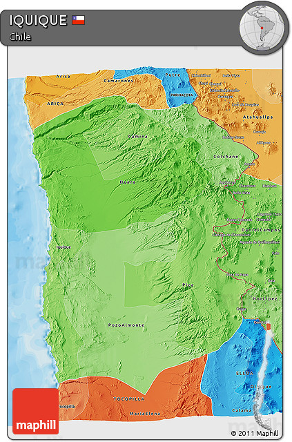 Political Shades 3D Map of IQUIQUE