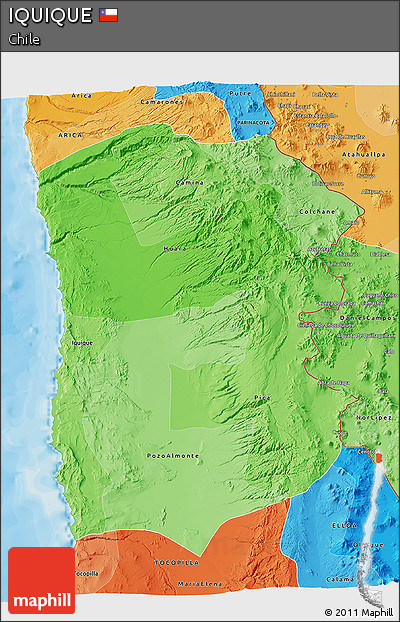 Political Shades 3D Map of IQUIQUE