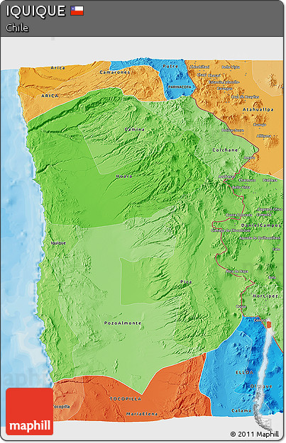 Political Shades 3D Map of IQUIQUE