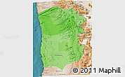 Political Shades 3D Map of IQUIQUE, satellite outside