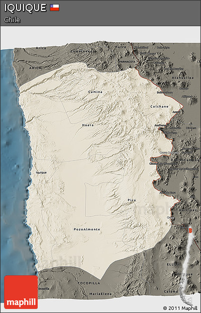 Shaded Relief 3D Map of IQUIQUE, darken