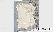 Shaded Relief 3D Map of IQUIQUE, darken, semi-desaturated