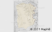 Shaded Relief 3D Map of IQUIQUE, desaturated