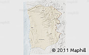 Shaded Relief 3D Map of IQUIQUE, lighten, semi-desaturated