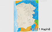 Shaded Relief 3D Map of IQUIQUE, political outside