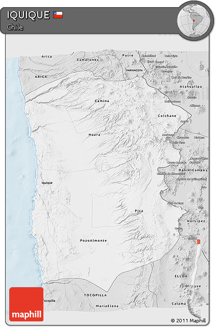 Silver Style 3D Map of IQUIQUE