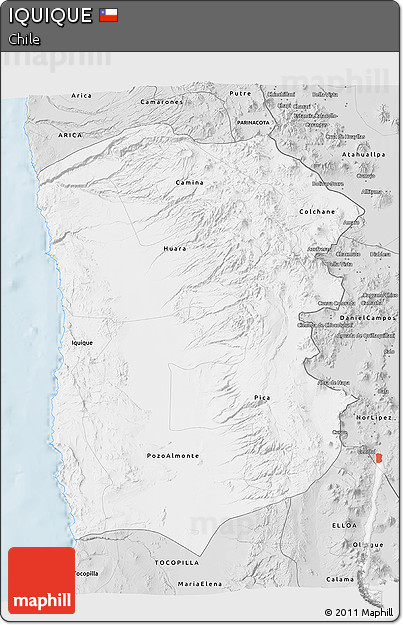 Silver Style 3D Map of IQUIQUE