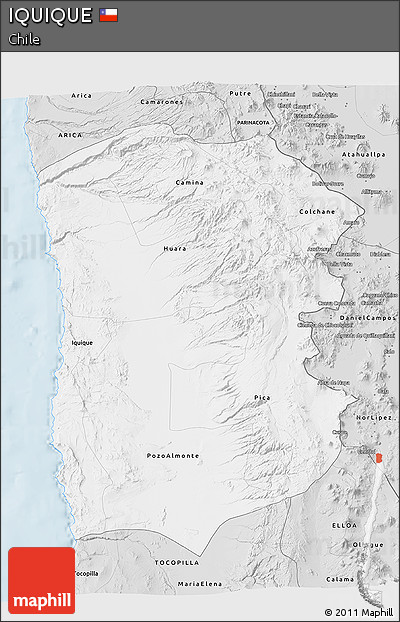 Silver Style 3D Map of IQUIQUE