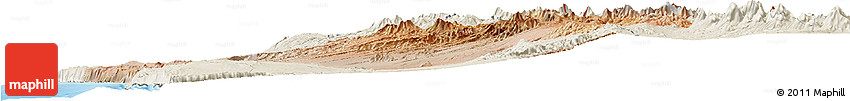 Satellite Horizon Map of IQUIQUE, shaded relief outside