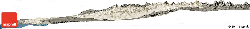 Shaded Relief Horizon Map of IQUIQUE, darken