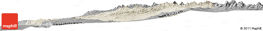 Shaded Relief Horizon Map of IQUIQUE, darken, desaturated