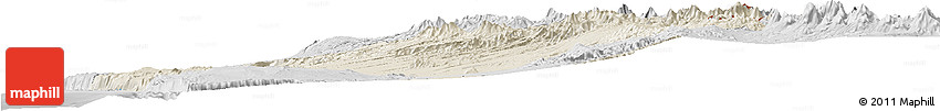 Shaded Relief Horizon Map of IQUIQUE, desaturated