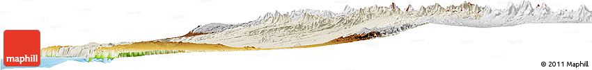 Shaded Relief Horizon Map of IQUIQUE, physical outside