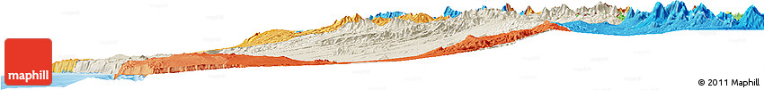 Shaded Relief Horizon Map of IQUIQUE, political shades outside