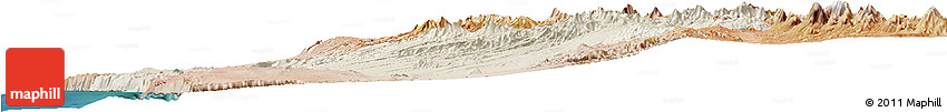 Shaded Relief Horizon Map of IQUIQUE, satellite outside