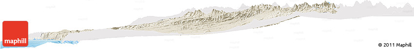 Shaded Relief Horizon Map of IQUIQUE, single color outside