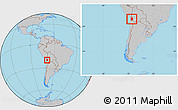Gray Location Map of IQUIQUE, within the entire country