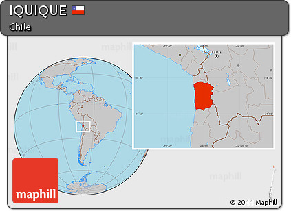 Gray Location Map of IQUIQUE