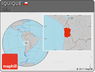Gray Location Map of IQUIQUE