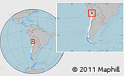 Gray Location Map of IQUIQUE, highlighted country, within the entire country, hill shading