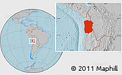 Gray Location Map of IQUIQUE, hill shading