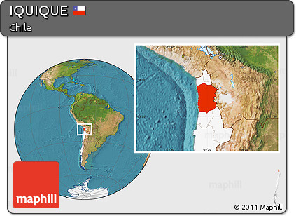 Satellite Location Map of IQUIQUE, highlighted country