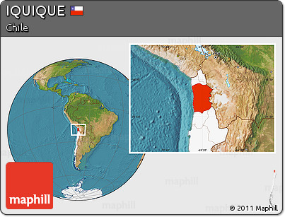 Satellite Location Map of IQUIQUE, highlighted country