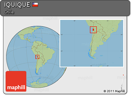Savanna Style Location Map of IQUIQUE, within the entire country