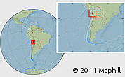 Savanna Style Location Map of IQUIQUE, within the entire country, hill shading