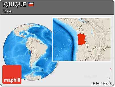 Shaded Relief Location Map of IQUIQUE