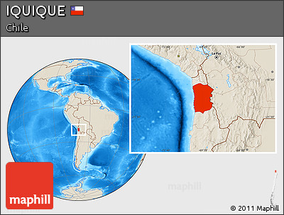 Shaded Relief Location Map of IQUIQUE