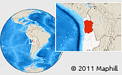 Shaded Relief Location Map of IQUIQUE, highlighted country