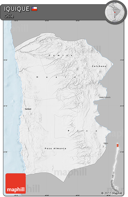 Gray Map of IQUIQUE, single color outside