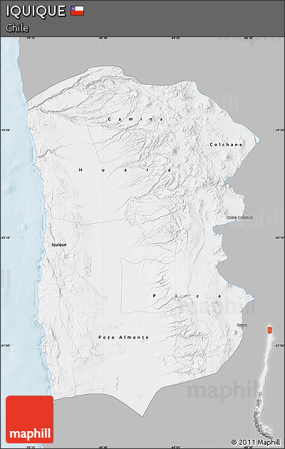 Gray Map of IQUIQUE, single color outside