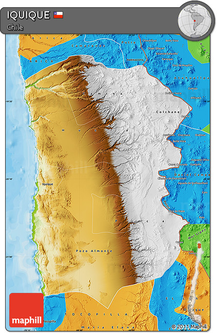 Physical Map of IQUIQUE, political outside