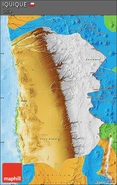 Physical Map of IQUIQUE, political outside