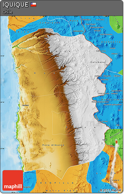 Physical Map of IQUIQUE, political outside