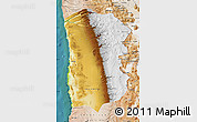 Physical Map of IQUIQUE, satellite outside