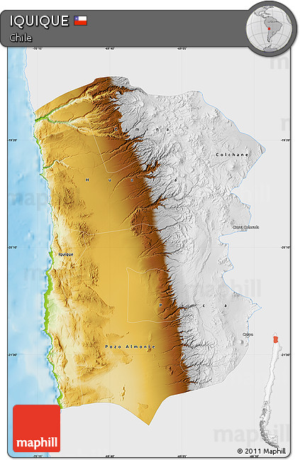 Physical Map of IQUIQUE, single color outside