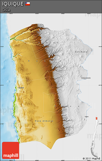 Physical Map of IQUIQUE, single color outside