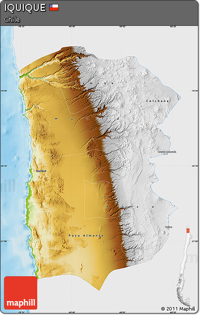 Physical Map of IQUIQUE, single color outside