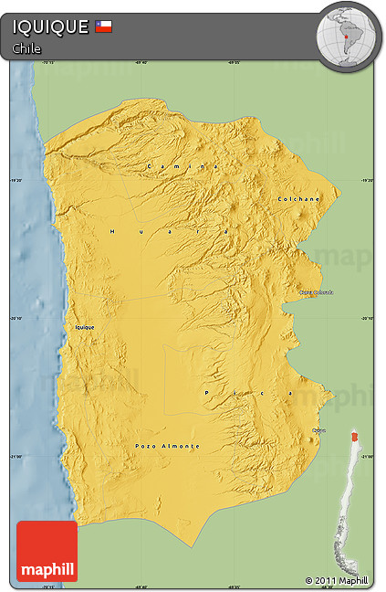 Savanna Style Map of IQUIQUE, single color outside